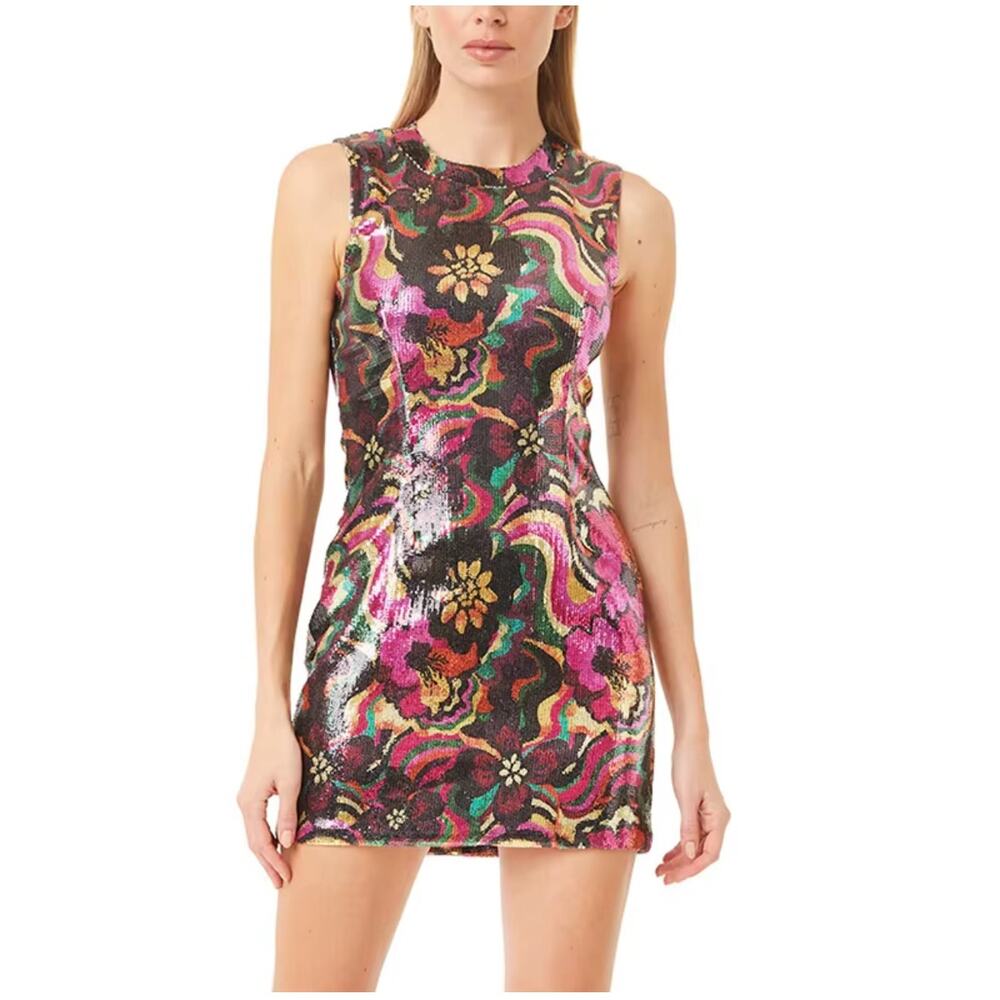 Misa Los Angeles Sequin Mini Dress Size: XS Psychodelic Floral Grove